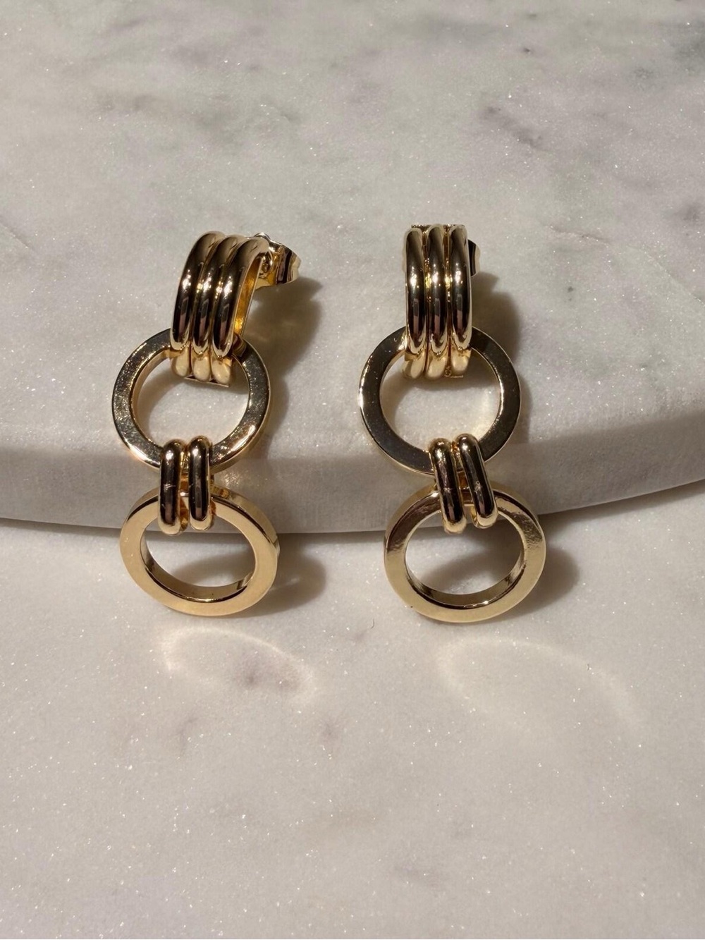 18K Gold Filled Rhodium 15MM Chunky Circle Earrings,Waterproof Tarnish Resistant
